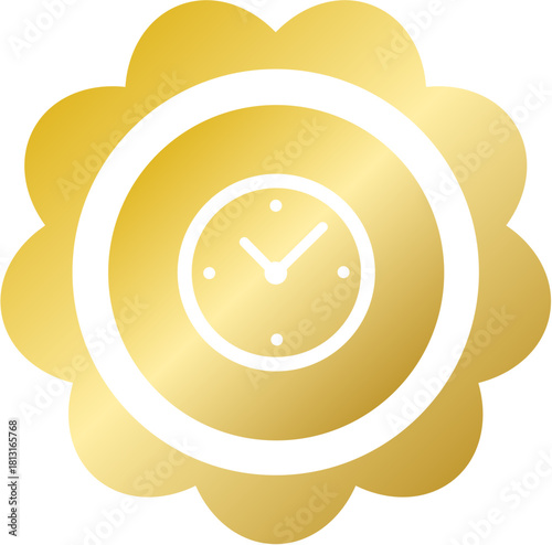 Gold rosette clock time badge for New Year countdown sale