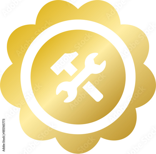 Gold tools wrench settings icon for Lunar New Year maintenance