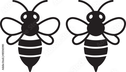 Honey bee icon vector silhouette