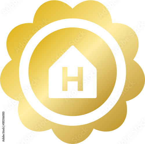 Gold rosette hotel hospital H sign for Lunar New Year travel stay
