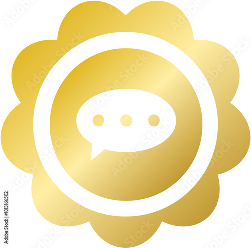 Gold rosette message sms text icon for mobile notification