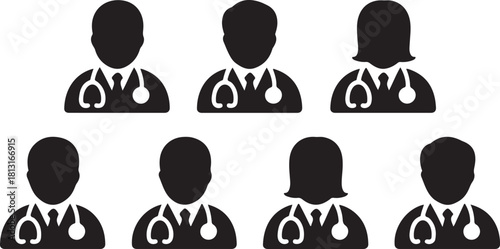 Doctor with stethoscope icon silhouette illustration  