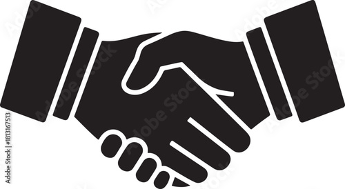 Business handshake icon and logo silhouette vector illustration 