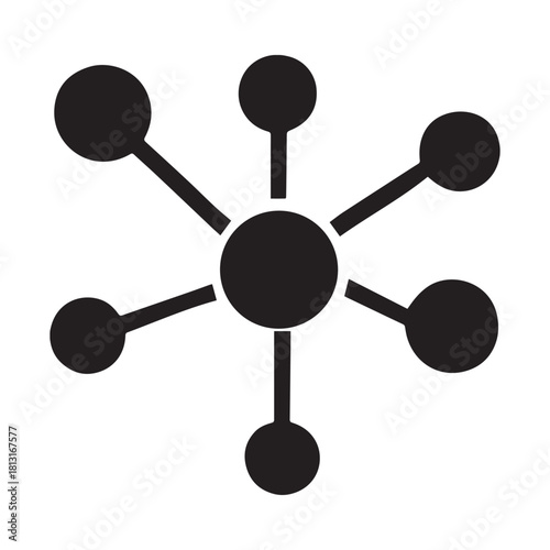 Abstract network connection symbol representing hub and spoke structure modern digital technology communication flow