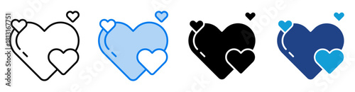 Love icon set multiple style collection