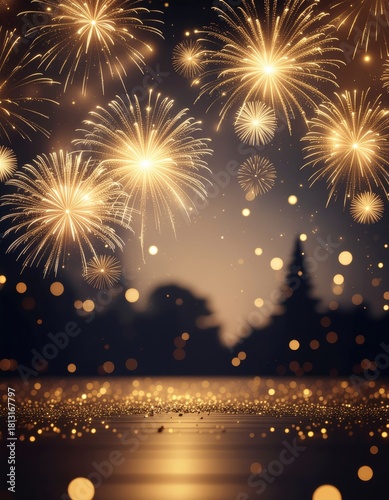 Silvester 2026, New Year's Eve, New Year, new years eve festival Party celebration holiday background banner panorama - Firework fireworks on rustic dark black grey stone concrete texture