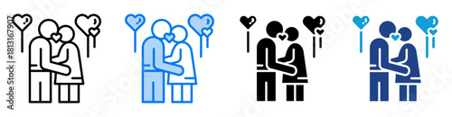 Kiss icon set multiple style collection