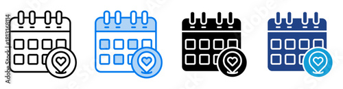 Date icon set multiple style collection