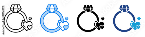 Ring icon set multiple style collection