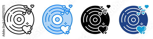 Romantic Music icon set multiple style collection