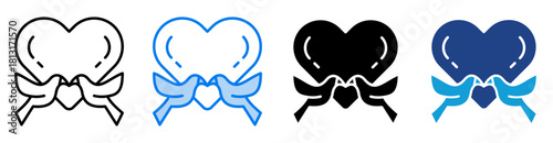 Doves icon set multiple style collection