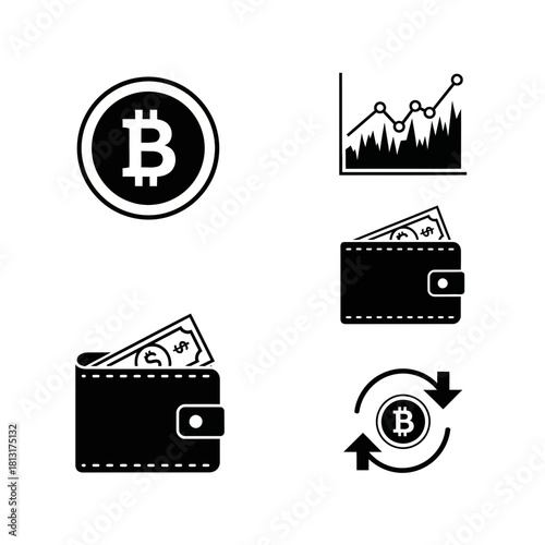 Dynamic Bitcoin icons showcase growth, secure wallets, and seamless crypto exchange for modern financial concepts