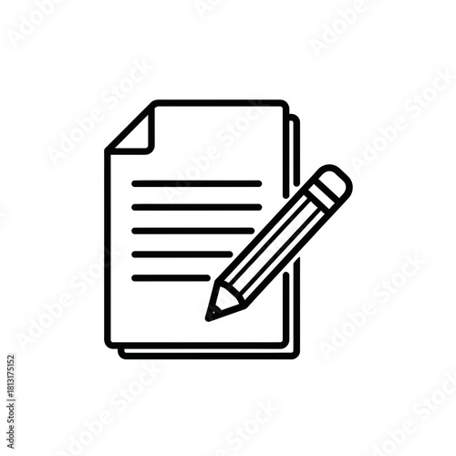 Professional document writing and editing process with pencil and paper symbolizing creative work and meticulous planning