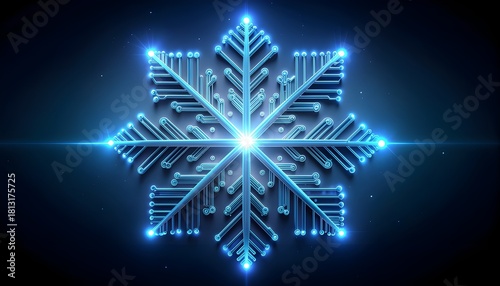 AI Circuit Snowflake Structure Digital Technology Concept