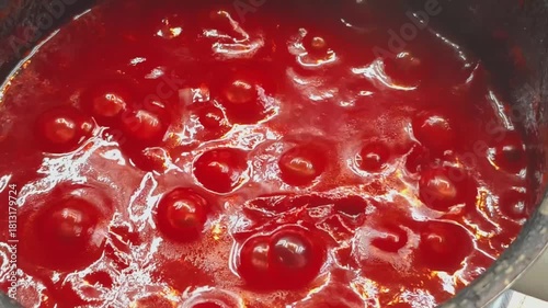 Boiling beetroot sauce preparation in a kitchen setting for savory dishes and healthy recipes