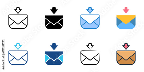 Inbox icon set multiple style collection 
