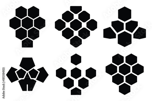simple farm  honeycomb symbol silhouette icon set. Agriculture, farming silhouette icons