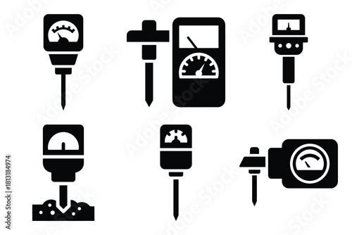 simple farm  soil meter symbol silhouette icon set. Agriculture, farming silhouette icons