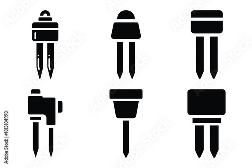 simple farm  soil moisture sensor symbol silhouette icon set. Agriculture, farming silhouette icons