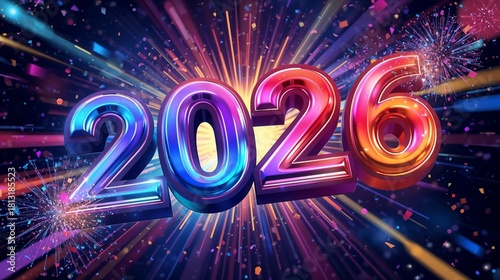 Colorful 3D Text for New Year 2026