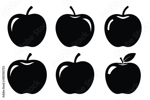 simple farm  apple symbol silhouette icon set. Agriculture, farming silhouette icons
