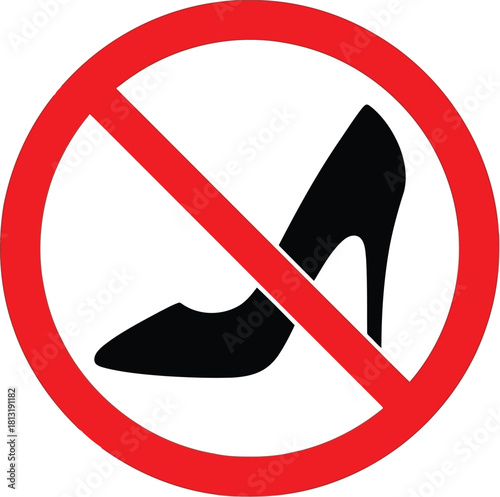Prohibited high heel shoe symbol no footwear allowed sign for restricted areas vector