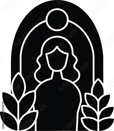 Garden Muse Minimal Line Art Transparent Background