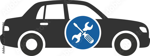 Automotive repair service icon symbol transportation vehicle maintenance diagnostic tools gear wheel vector