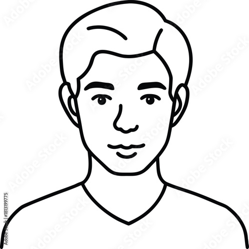 Single stroke self portrait line art transparent background
