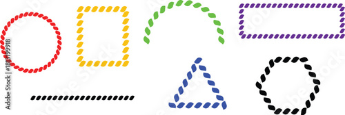 Colorful Geometric Shape Collection with Twisted Rope Border Frames.