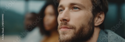 Man with a beard and blue eyes