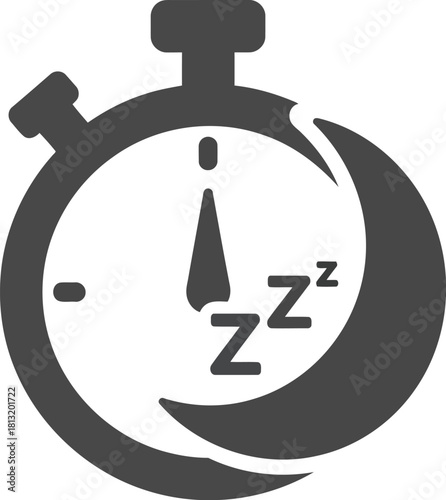 Sleep timer concept time management rest clock moon icon sleepy fast sleep efficient zzz vector