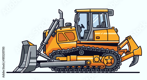 Yellow bulldozer isolated on a white background for construction work