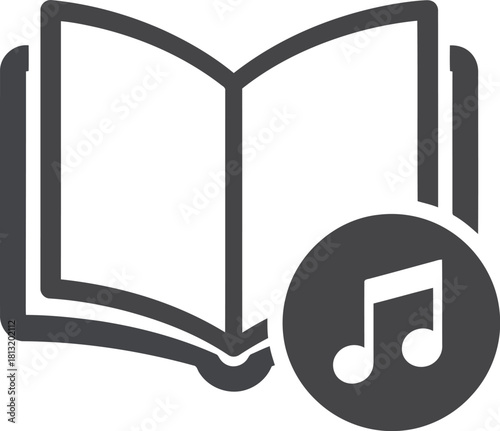 Open book symbol with musical note icon audio learning concept knowledge symbol education symbol music education concept vector
