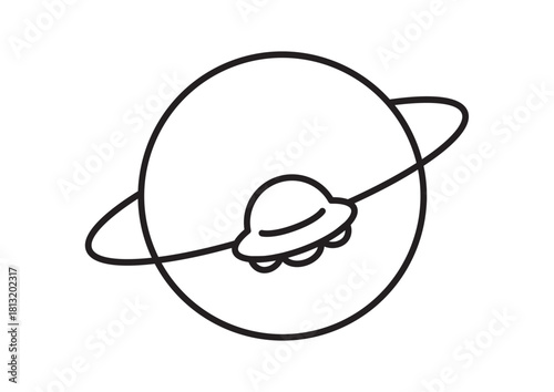 惑星の周りを宇宙船が偵察しているアイコン