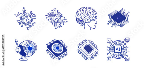 Artificial intelligence concepts technology diagram with brain and processors