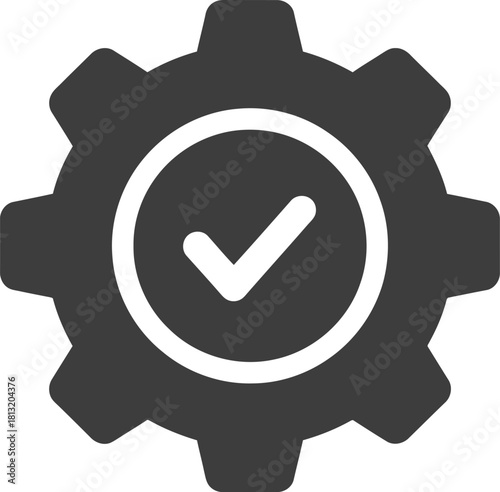 Industry gear mechanism with checkmark for quality assurance and successful operations management vector