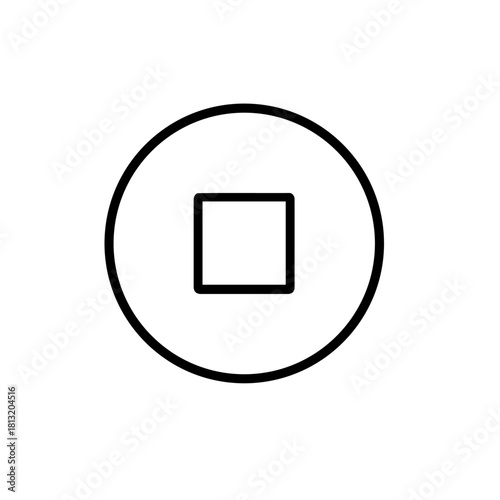 Ancient Chinese copper coin line icon, symbol of fortune and history