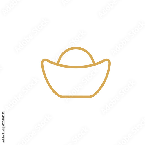 Chinese Gold Ingot Yuanbao line icon, symbol of wealth and prosperity.