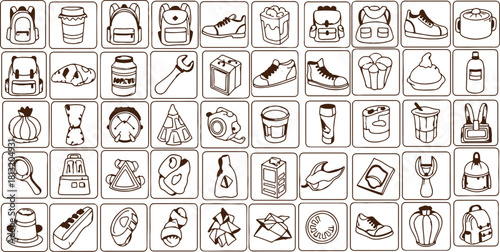 Versatile icon set for tools and technology applications featuring modern geometric designs