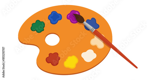 Artist s Paint Palette with Brush Creative Inspiration and Colorful Art Supplies