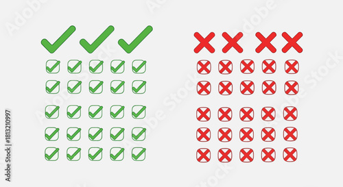 Success vs Failure Grid of Checkmarks and Crosses Visualizing Choices Decisions and Outcomes