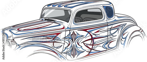 Classic car illustration with custom graphic design