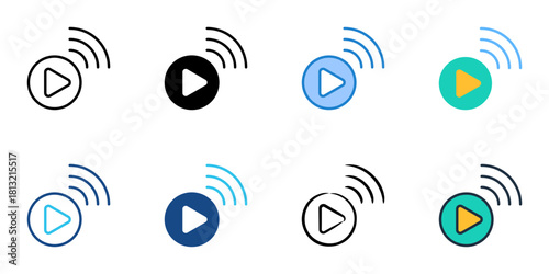 Stream icon set multiple style collection 

