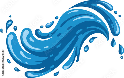 Water splashes logo, flowing liquid motion curves stripes swirls silhouettes set vector illustration, Wave logotypes