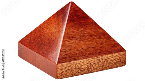 Wooden Pyramid Shape Sculpture on White Background for Artistic and Decorative Uses in Modern Design