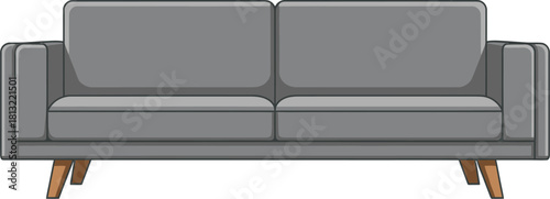 Modern gray couch with clean lines against a vibrant turquoise backdrop