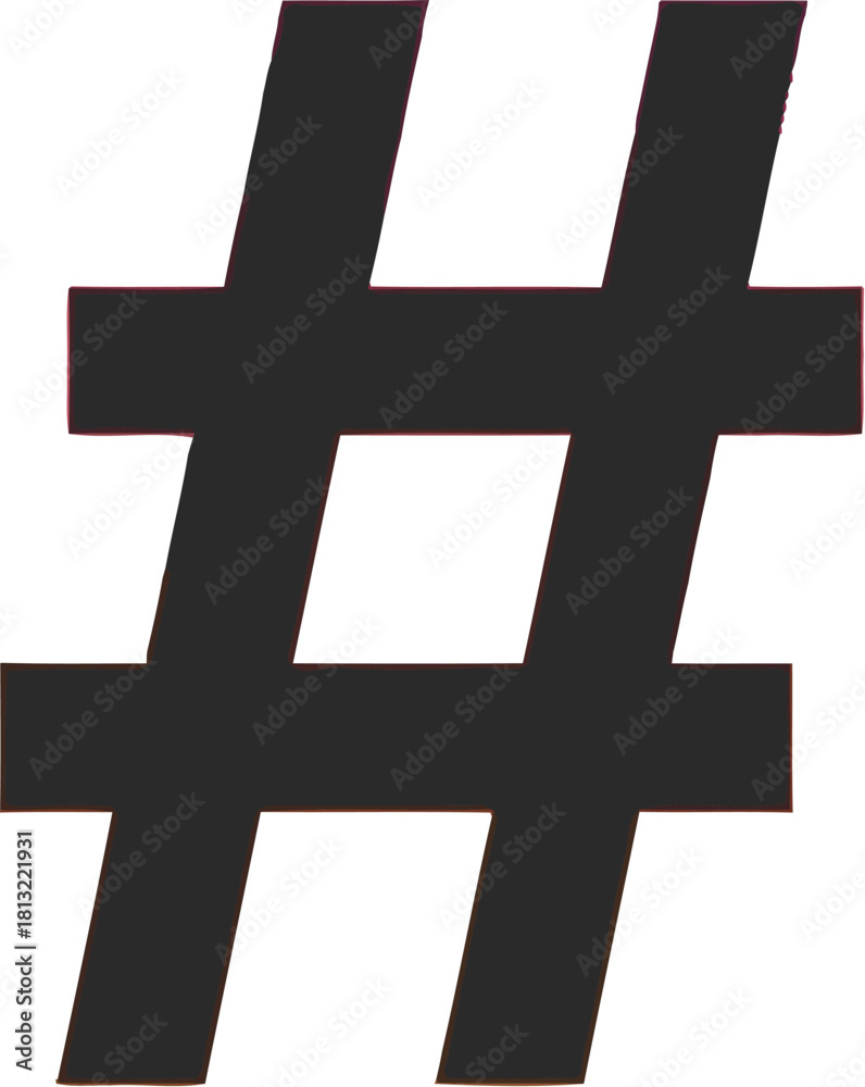 Obraz premium Hashtag symbol on vibrant pink and orange gradient background for social media