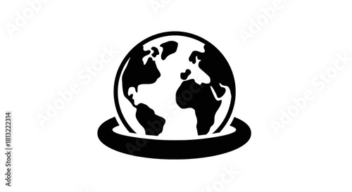 Earth globe icon with transparent background