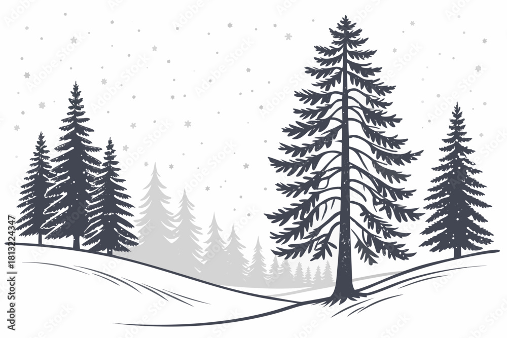 Fototapeta premium winter forest vector illustration
